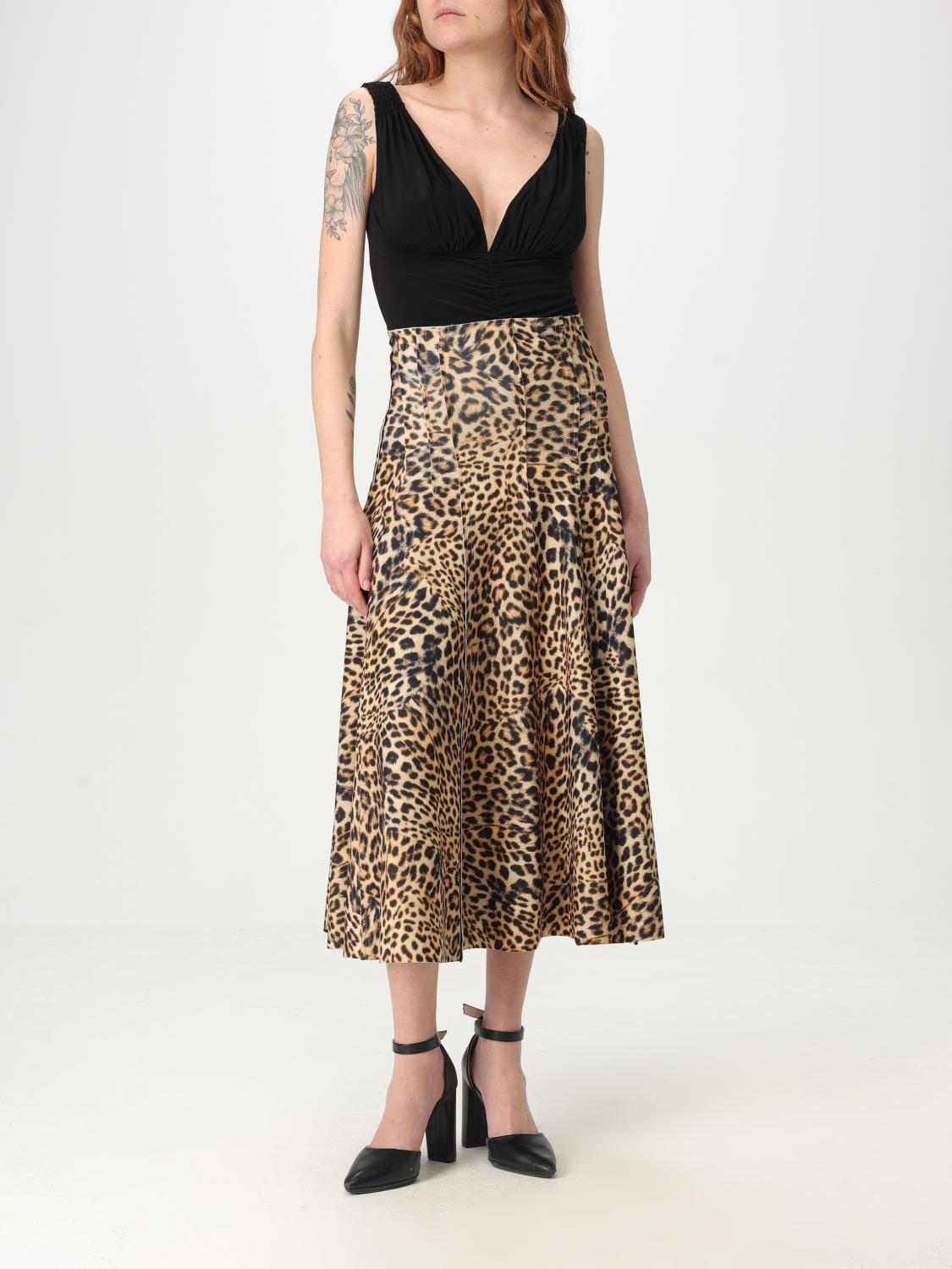 NORMA KAMALI GONNA: Gonna Norma Kamali in crêpe animalier , Marrone - Img 2