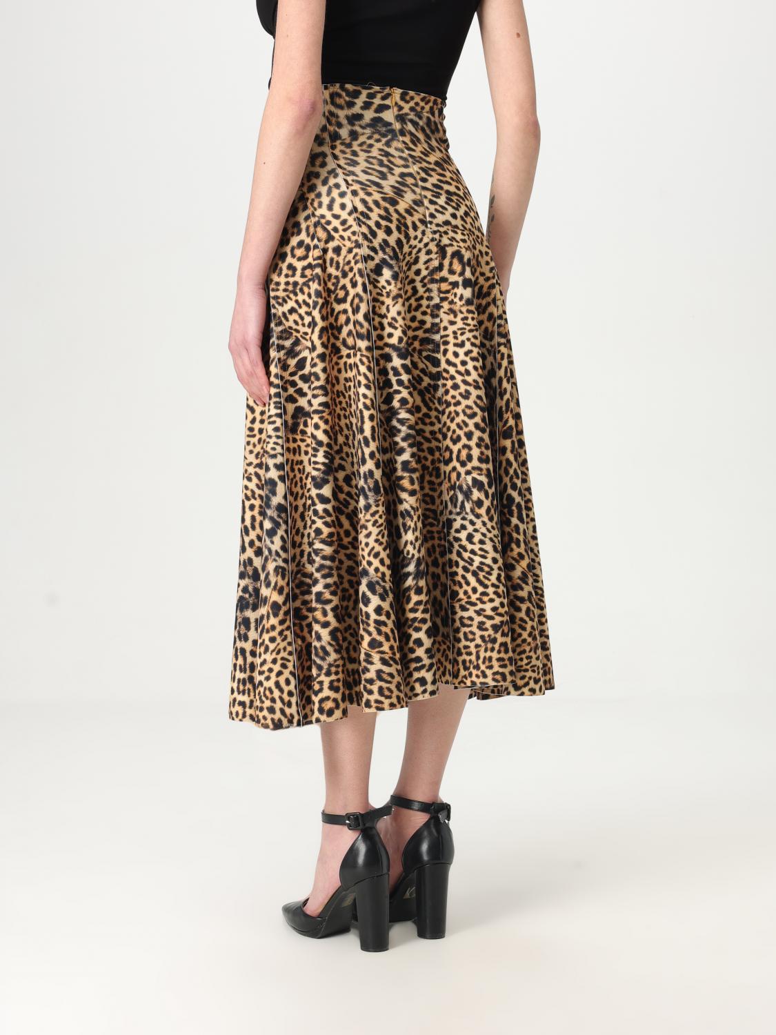 NORMA KAMALI GONNA: Gonna Norma Kamali in crêpe animalier , Marrone - Img 3