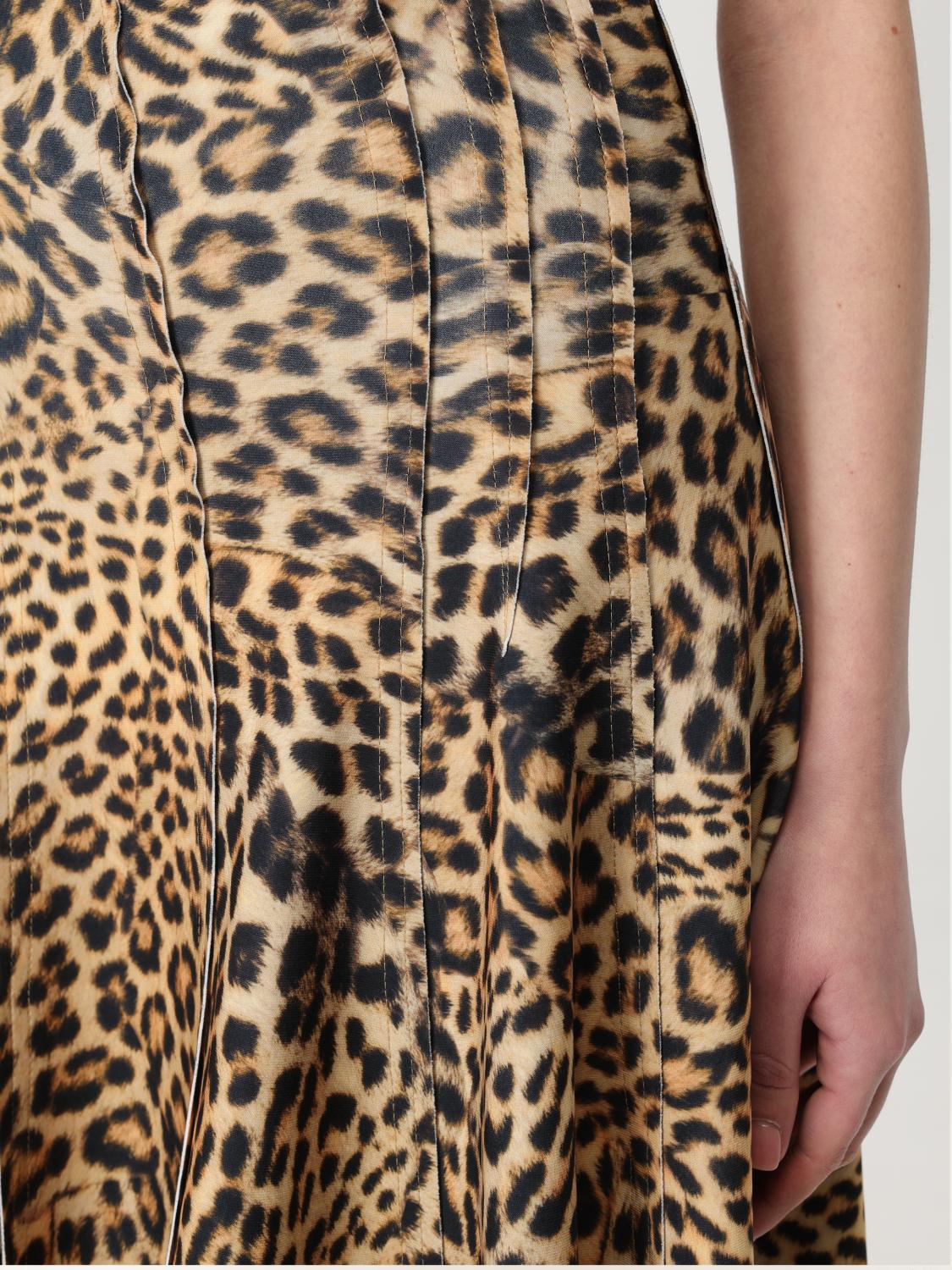 NORMA KAMALI GONNA: Gonna Norma Kamali in crêpe animalier , Marrone - Img 4
