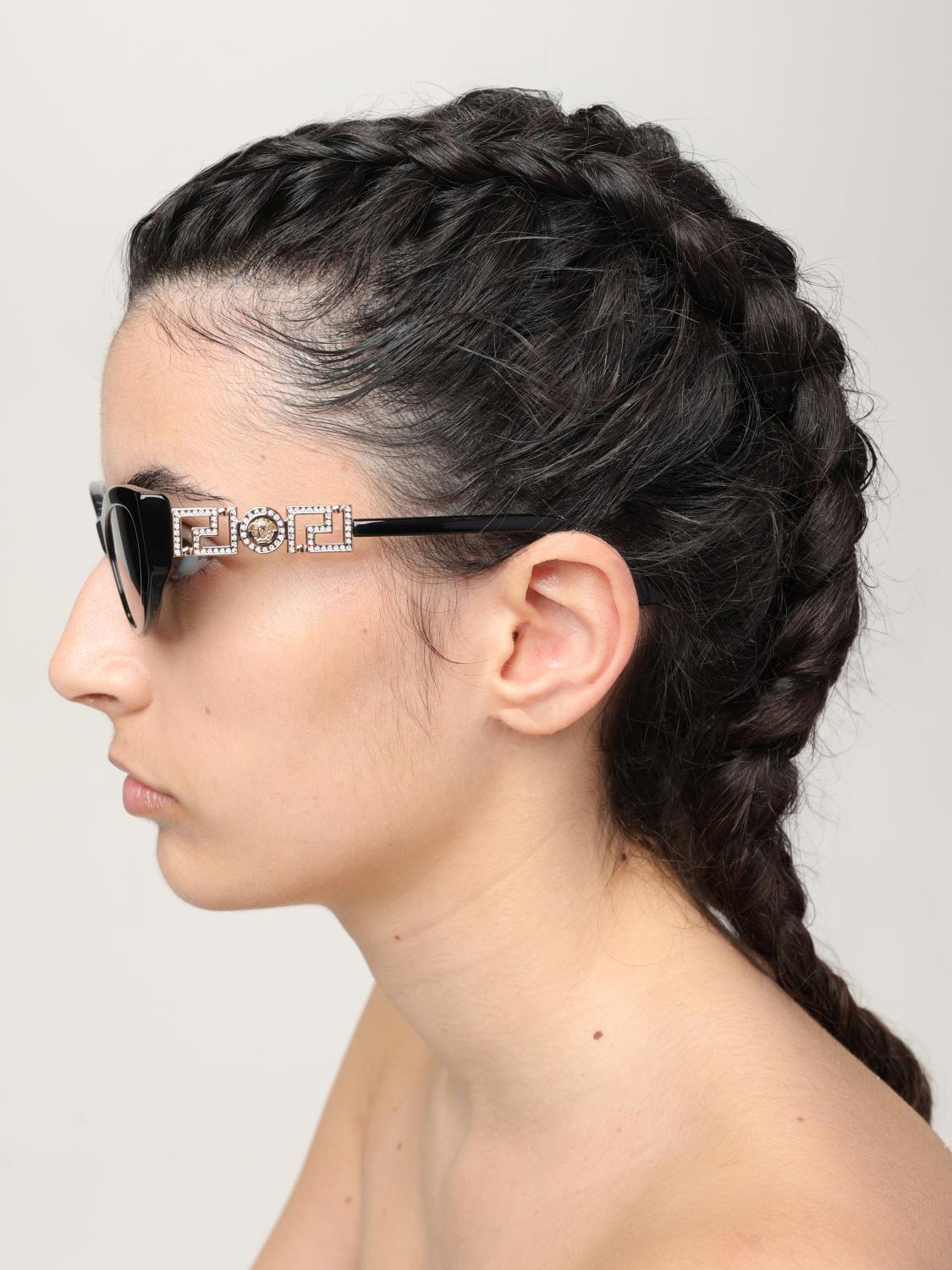 VERSACE GAFAS DE SOL: Gafas de sol de acetato con pedrería incrustada Versace, Negro - Img 2