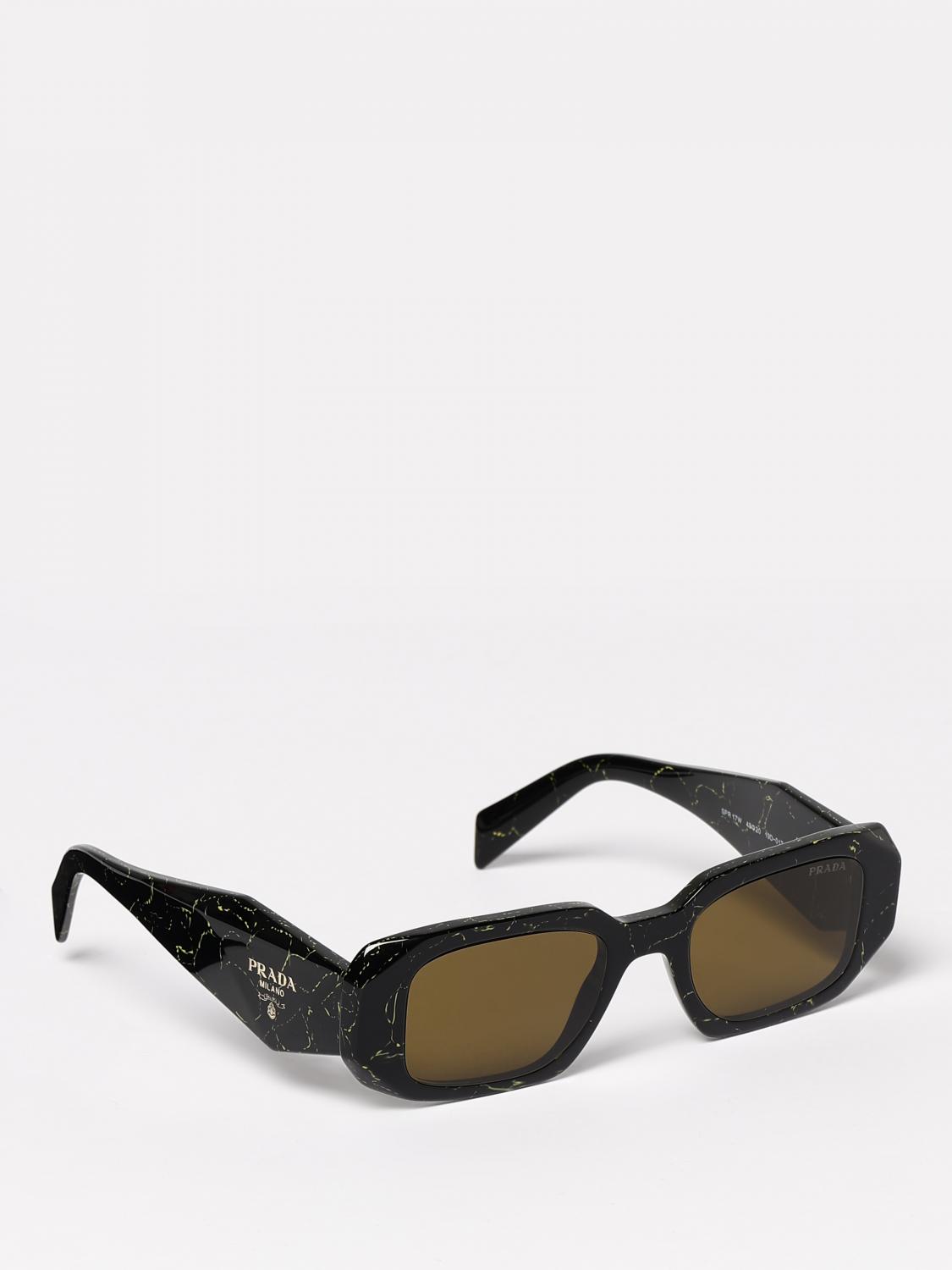 PRADA OCCHIALI DA SOLE: Occhiali da sole in acetato con logo Prada, Fantasia - Img 1