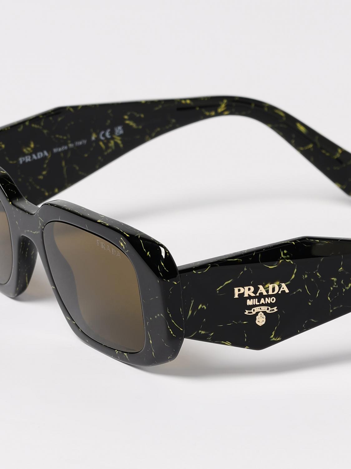 PRADA OCCHIALI DA SOLE: Occhiali da sole in acetato con logo Prada, Fantasia - Img 5