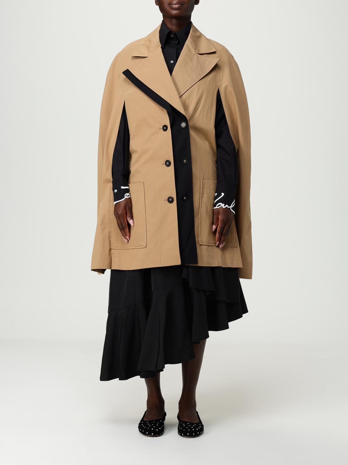 KARL LAGERFELD COAT: Cape woman Karl Lagerfeld, Beige - Img 1