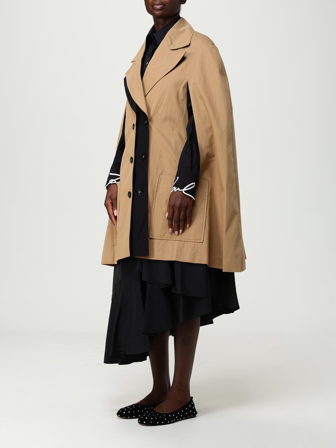 KARL LAGERFELD COAT: Cape woman Karl Lagerfeld, Beige - Img 4