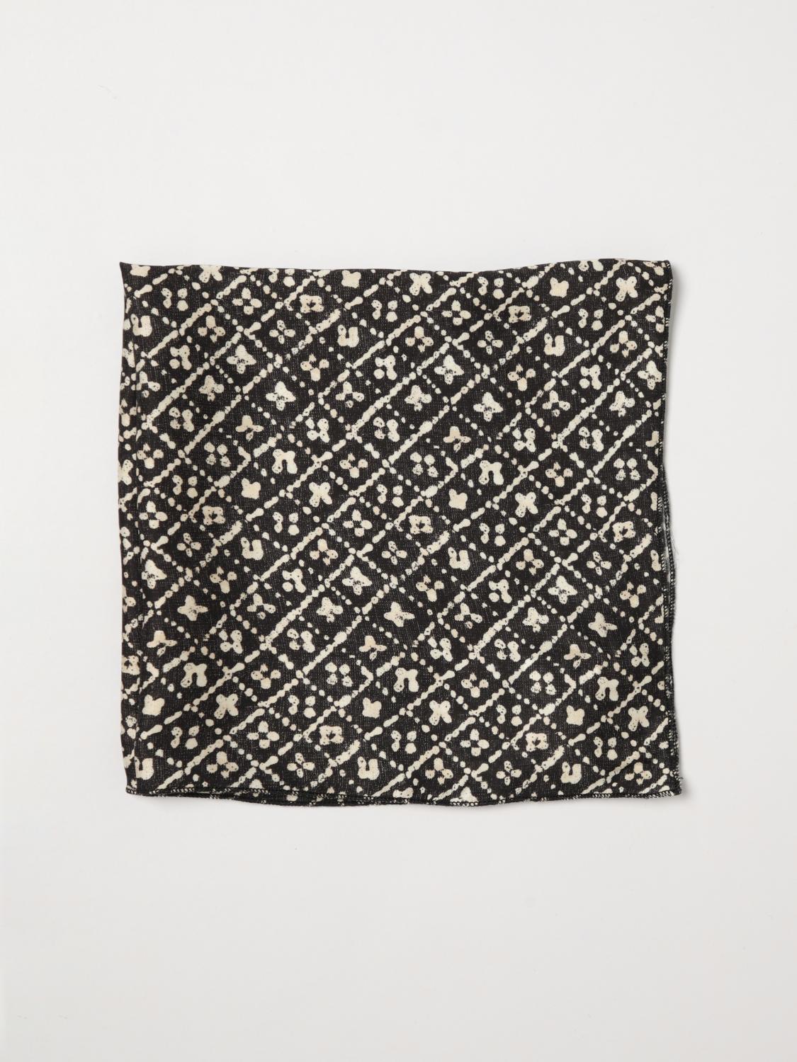 PAOLO PECORA NECK SCARF: Cotton Blend Scarf with Floral Print Paolo Pecora, Black - Img 1