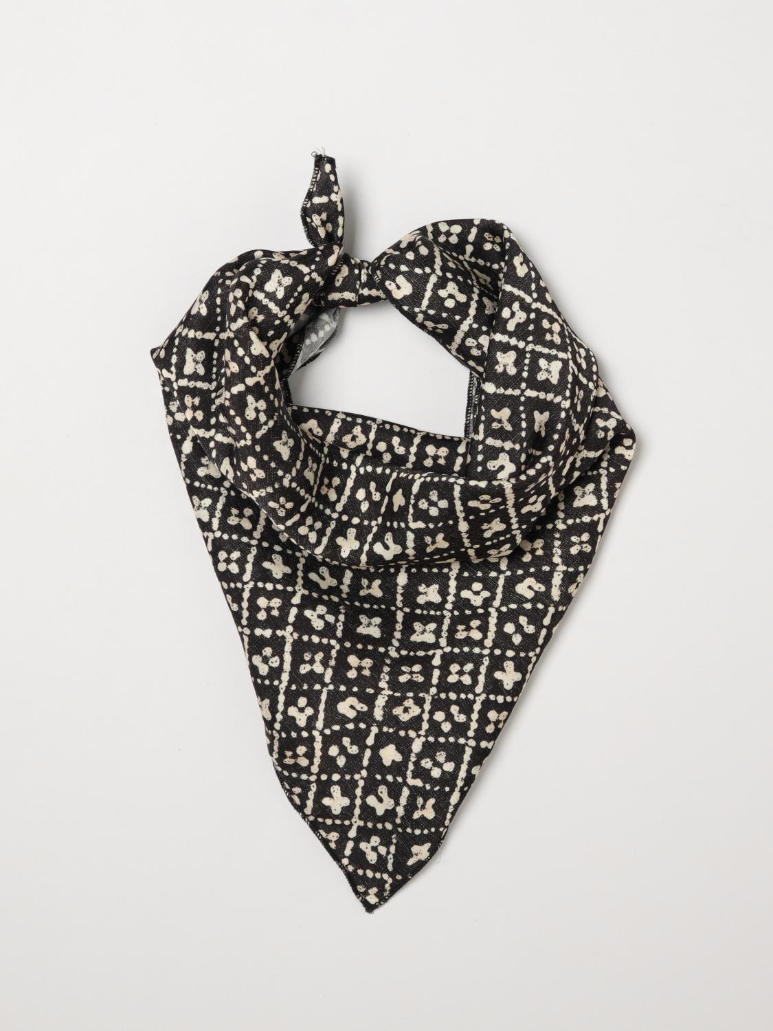 PAOLO PECORA NECK SCARF: Cotton Blend Scarf with Floral Print Paolo Pecora, Black - Img 2