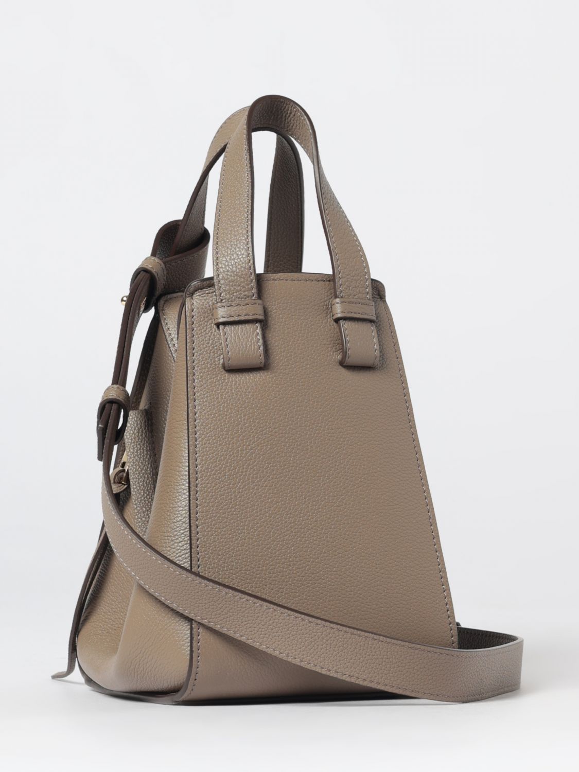 LOEWE BORSA A TRACOLLA: Borsa Hammock Loewe in pelle a grana , Grigio - Img 3