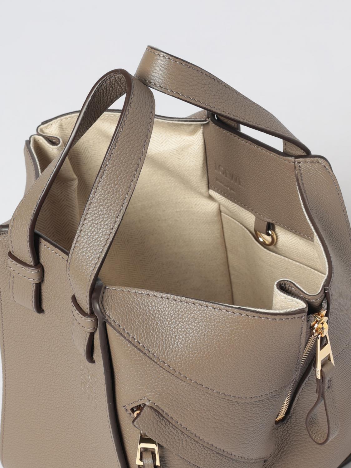 LOEWE BORSA A TRACOLLA: Borsa Hammock Loewe in pelle a grana , Grigio - Img 5