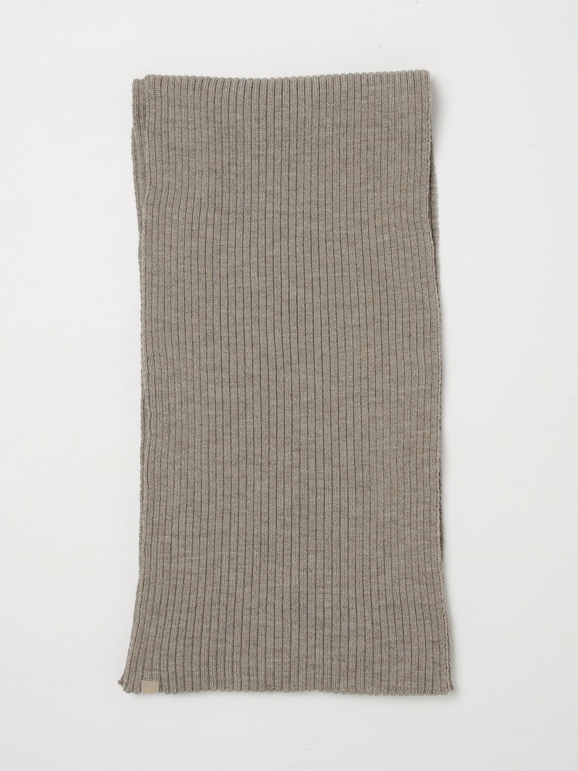 PAUL & SHARK SCARF: Paul & Shark Rib-Knit Pure Wool Scarf with Logo, Beige - Img 1