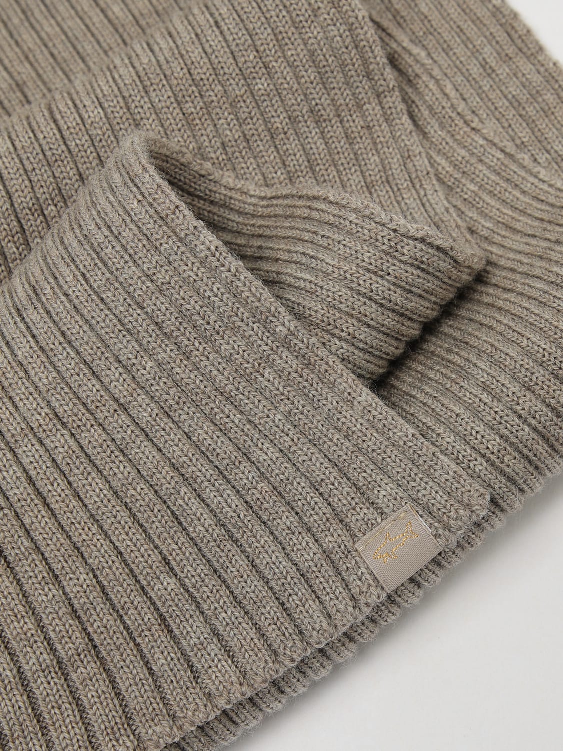 PAUL & SHARK SCARF: Paul & Shark Rib-Knit Pure Wool Scarf with Logo, Beige - Img 3
