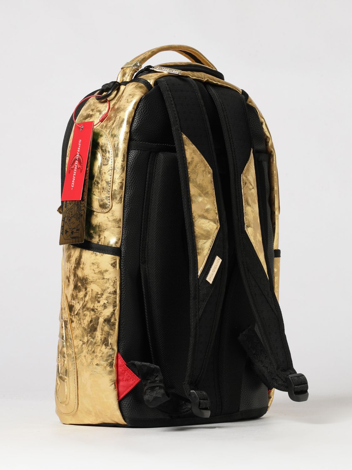 SPRAYGROUND 백팩: SPRAYGROUND Gold Weathered 인조 가죽 백팩 (톤온톤 로고), 골드 - Img 2