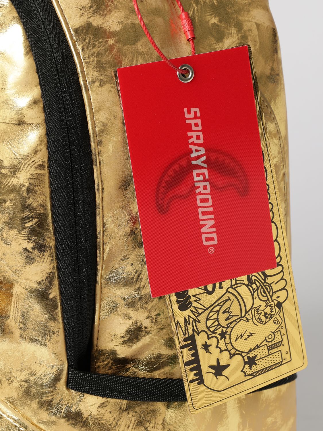 SPRAYGROUND 백팩: SPRAYGROUND Gold Weathered 인조 가죽 백팩 (톤온톤 로고), 골드 - Img 3