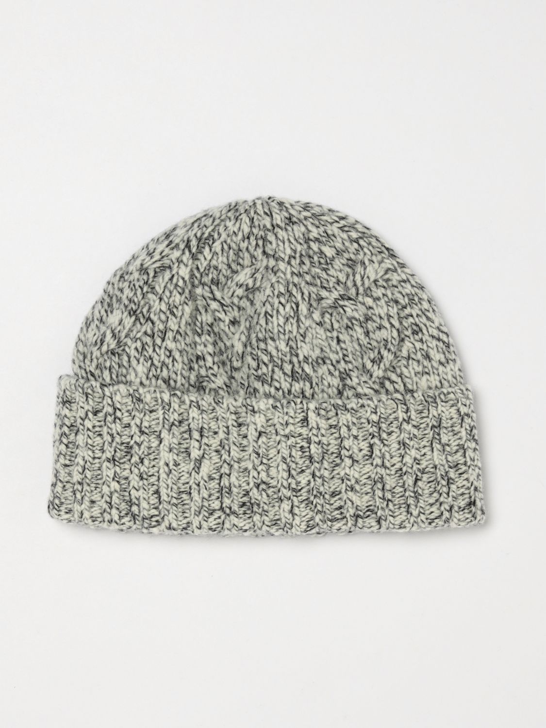 LARDINI HAT: Lardini Cuffed Pure Wool Ribbed Beanie Hat, White - Img 2