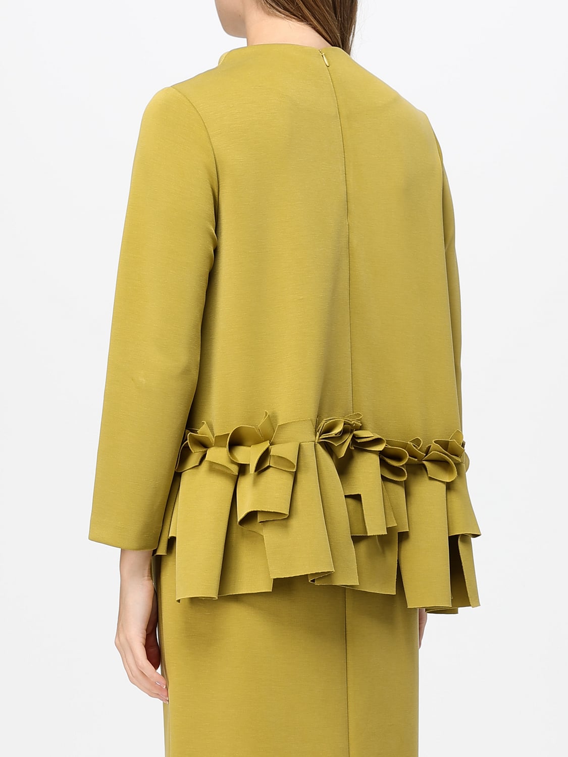 MEIMEIJ TOP: Langärmelige Viskosebluse Meimeij mit Rüschen und gestickten Details, Gelb - Img 2
