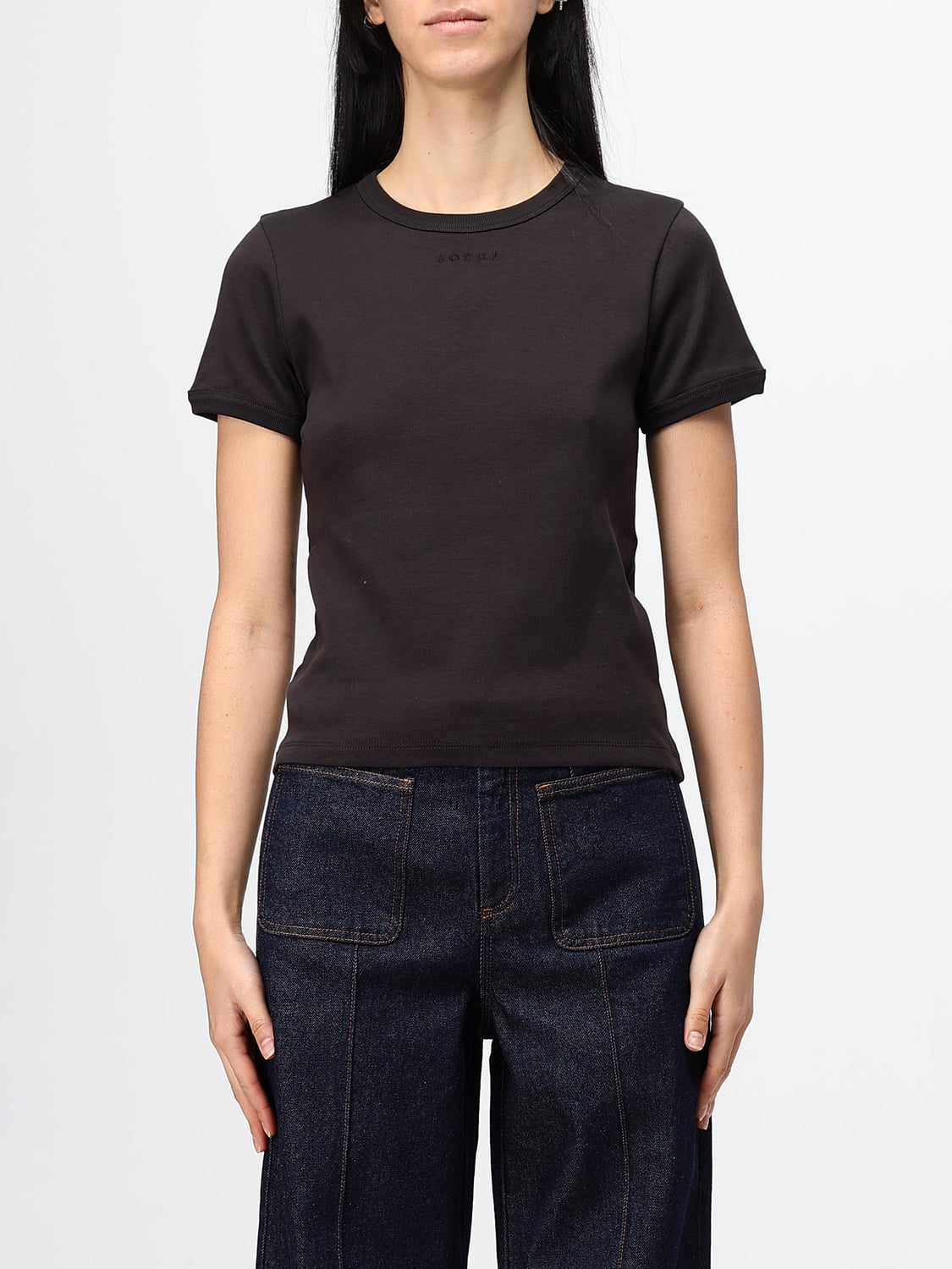SOEUR T-SHIRTS: T-shirt Soeur a maniche corte in puro cotone con scollo rotondo, Grigio - Img 1