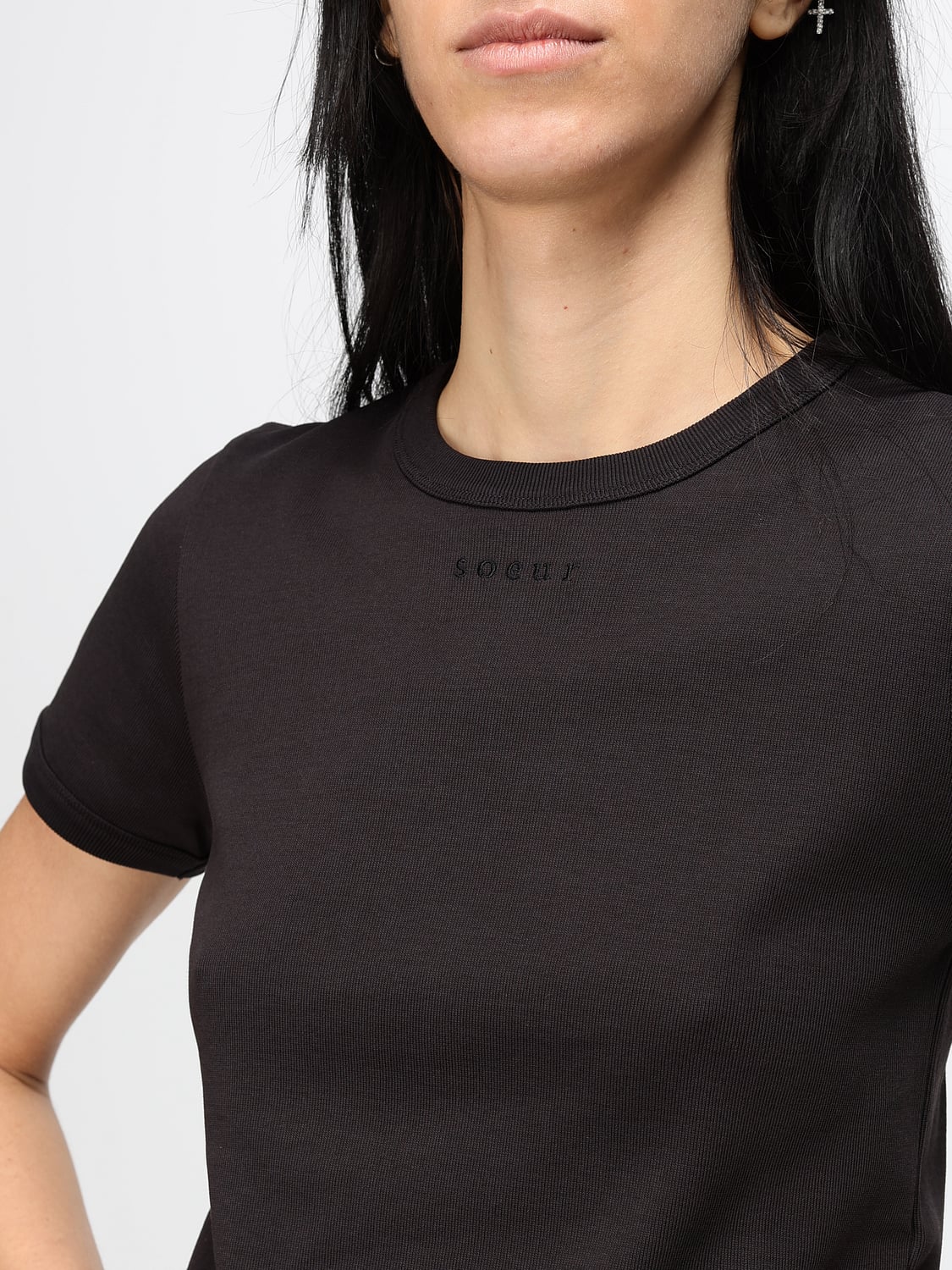 SOEUR T-SHIRTS: T-shirt Soeur a maniche corte in puro cotone con scollo rotondo, Grigio - Img 3