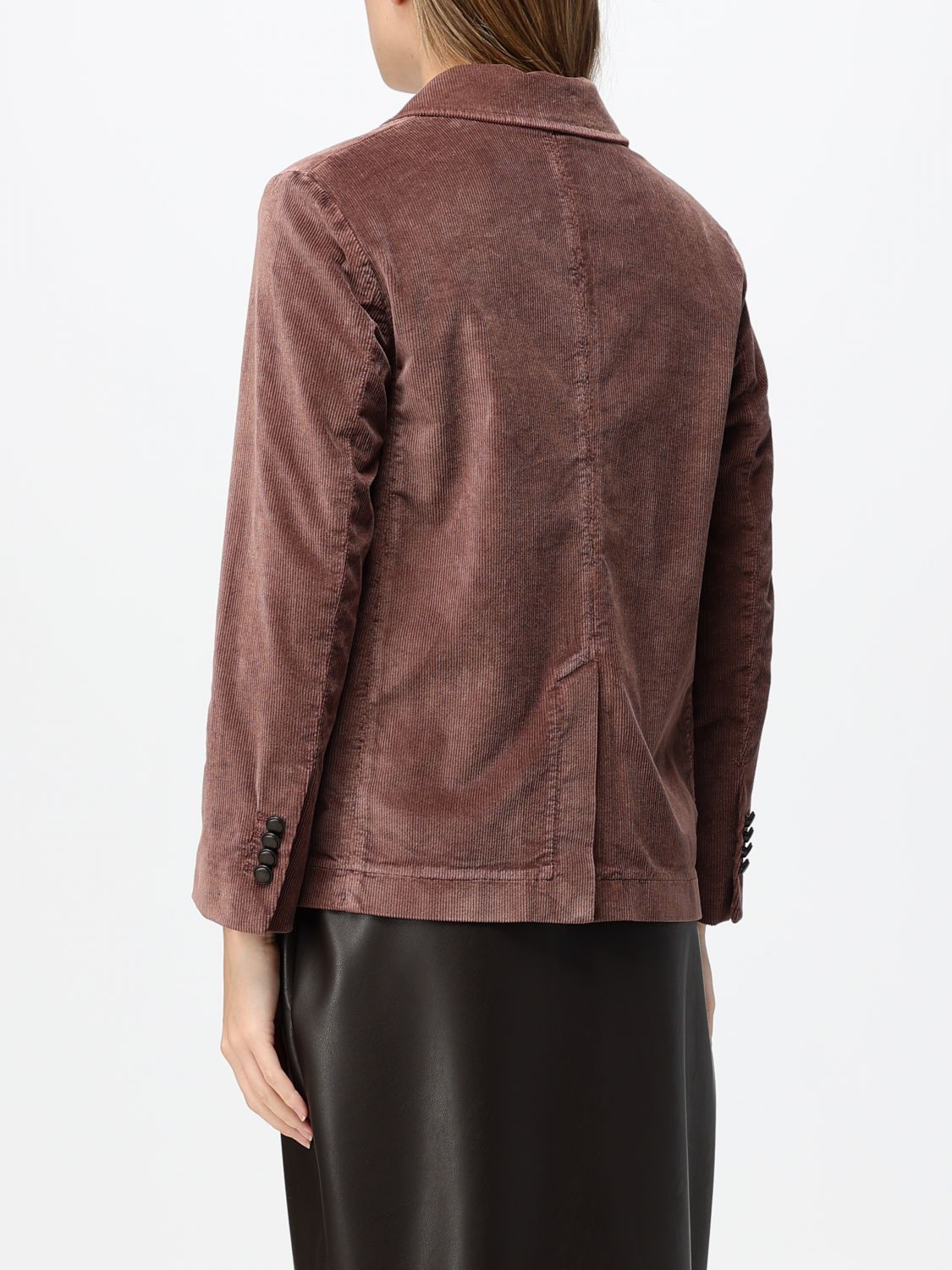 CIRCOLO 1901 JACKE: Circolo 1901 Einreihiger Samtblazer mit Spitzrevers und aufgesetzten Taschen, Zwiebel - Img 2