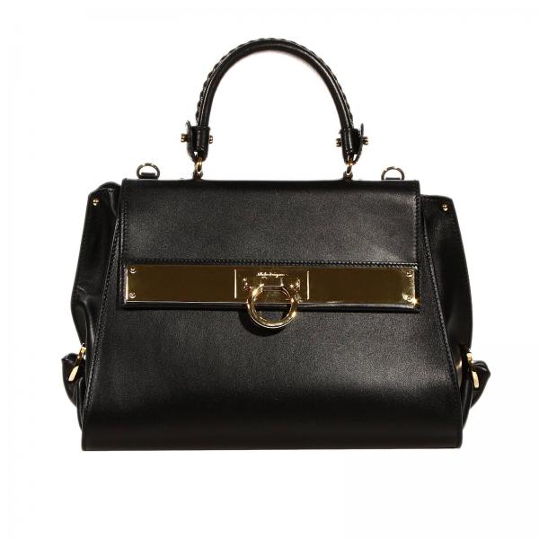 Salvatore Ferragamo Outlet: SOFIA 1 HANDLE LEATHER WITH GOLD DETAILS ...