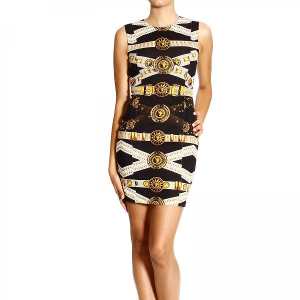 Versus Outlet SLEEVELESS SCUBA BELT PRINT Dress Versus Women Black