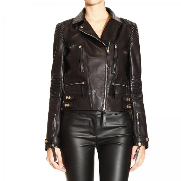 Roberto Cavalli Outlet BIKER AGNEAU PLONGE Jacket Roberto Cavalli Women Black Jacket