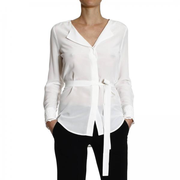 Patrizia Pepe Outlet: shirt wide crepes de chine with details lace cuff ...