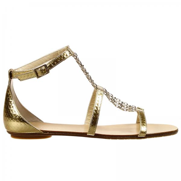 Jimmy Choo Outlet: wyatt mirrored leather sandal shoes cube with chain ...