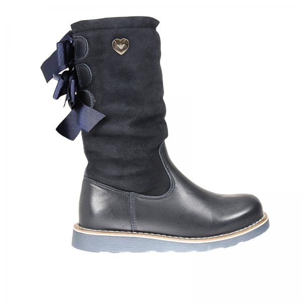 Armani Junior Outlet: STIVALE PELLE E CAMOSCIO INTERNO PELO CON DETTAGLI  FIOCCHI - Blue | Scarpe Armani Junior b3528 34 GIGLIO.COM