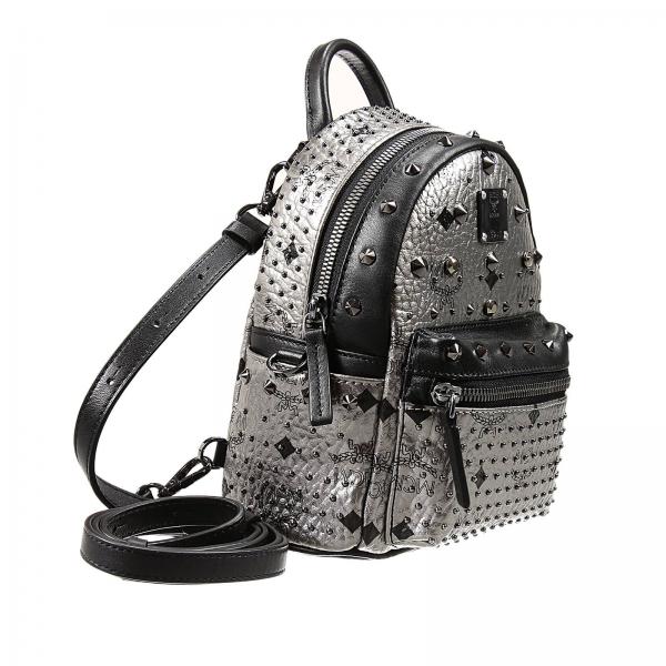 gray mcm backpack