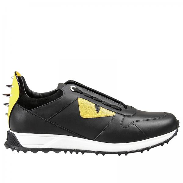 sneakers pelle con mostro e borchie sneakers pelle con mostro e borchie