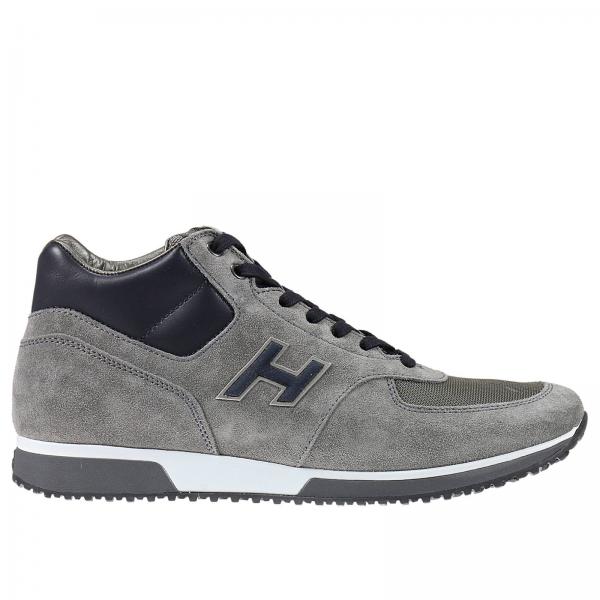 HOGAN: Fondo 198 polacco camoscio e nylon - Grigio | Sneakers Hogan  HXM19800430 E5G GIGLIO.COM