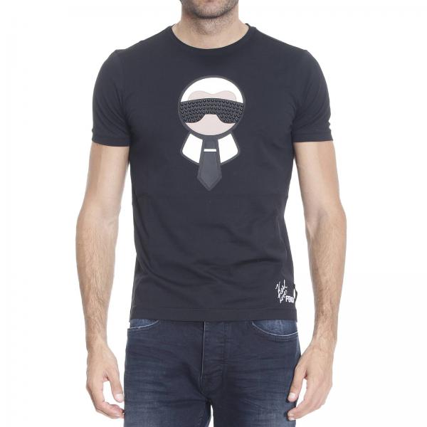 FENDI: T-shirt man Karlito with studs | T-Shirt Fendi Men Black | T ...