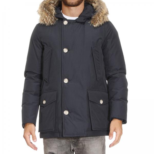 Arctic anorak nylon con cappuccio pelliccia Giacca Woolrich Uomo Blue