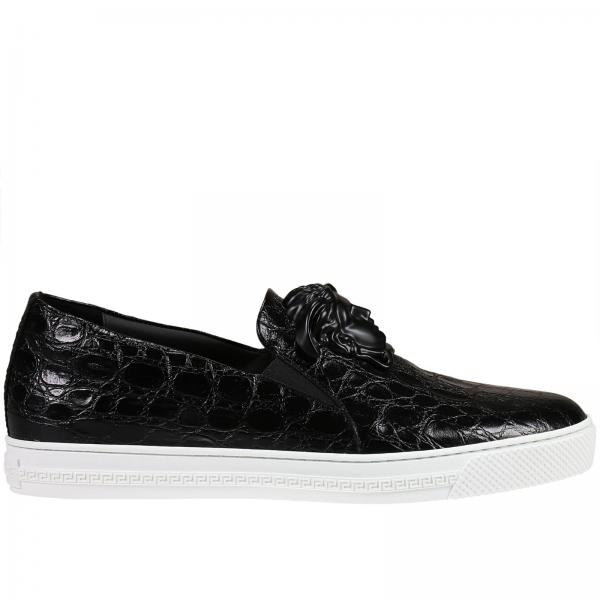 Sneakers Slip On Pelle Stampa Pitone Con Medusa Sneakers Slip On Pelle Stampa Pitone Con Medusa