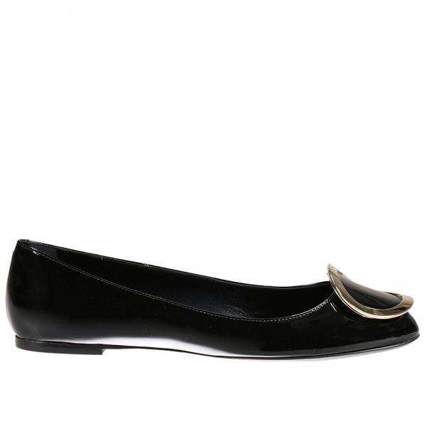 roger vivier black patent flats