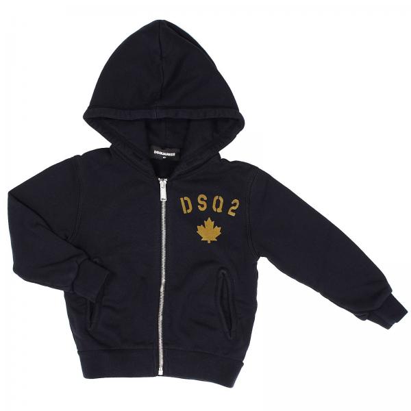 Felpa con zip e cappuccio con logo classico in floccato