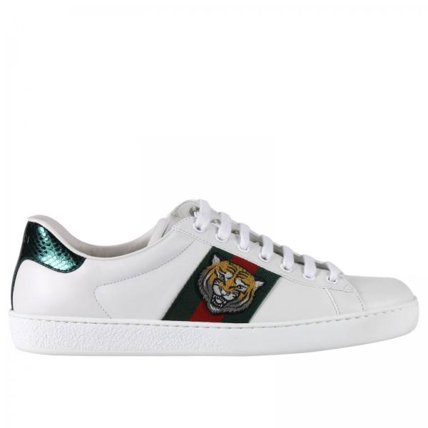 GUCCI Ace Sneakers with  bands and Angry Cat embroidery Sneakers