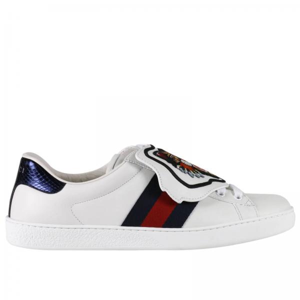 GUCCI: Ace Sneakers with embroidered Angry Cat removable patches and web  bands - White | Sneakers Gucci 478190 DOP80 GIGLIO.COM