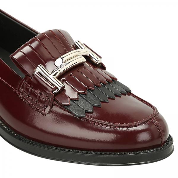 tods burgundy loafers