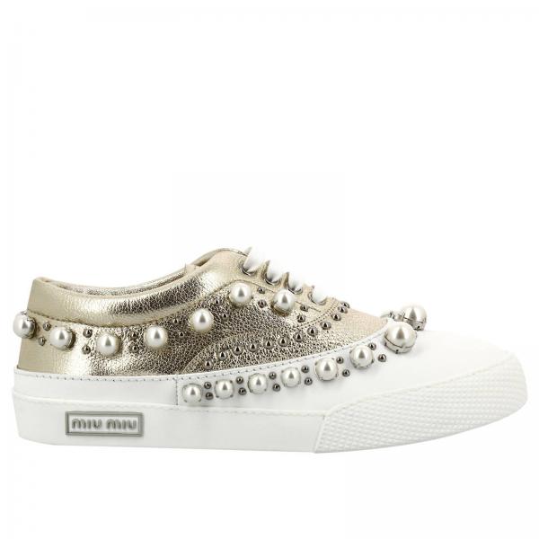 Miu Miu Outlet: Shoes women | Sneakers Miu Miu Women Gold | Sneakers ...