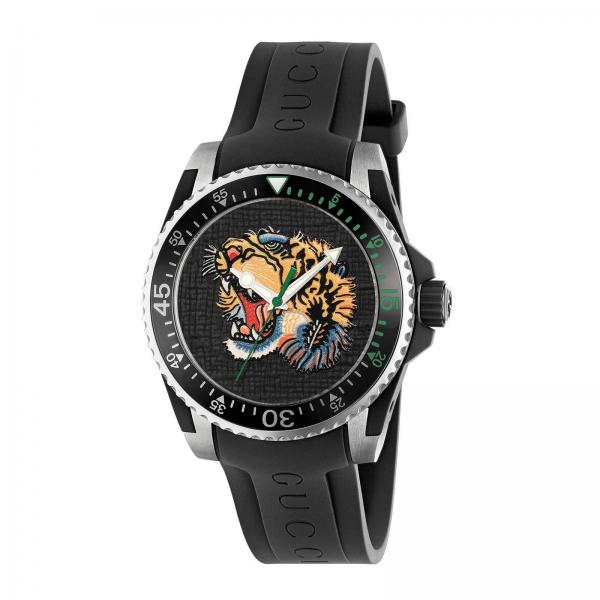 Gucci МУЖСКОЕ: Часы Dive с циферблатом 40 мм и ремнём из каучука и изображением 