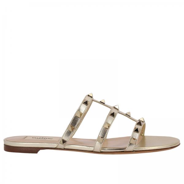 Borchie Laminata In Sandalo Metalliche Vera Rockstud Pelle Basso Con FTJKcl13