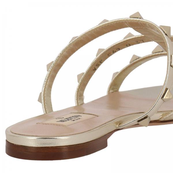 Borchie Laminata In Sandalo Metalliche Vera Rockstud Pelle Basso Con FTJKcl13