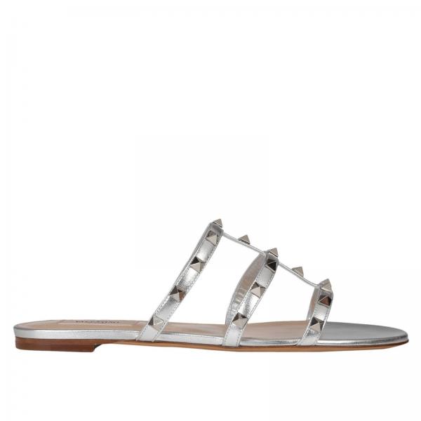 Borchie Laminata In Sandalo Metalliche Vera Rockstud Pelle Basso Con FTJKcl13