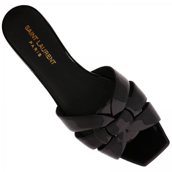 saint laurent black flat sandals