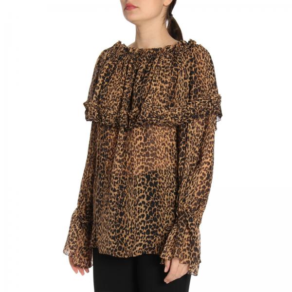Maglia Stampa Con Seta A Lunghe Maniche In Leopardata T1lFJcK