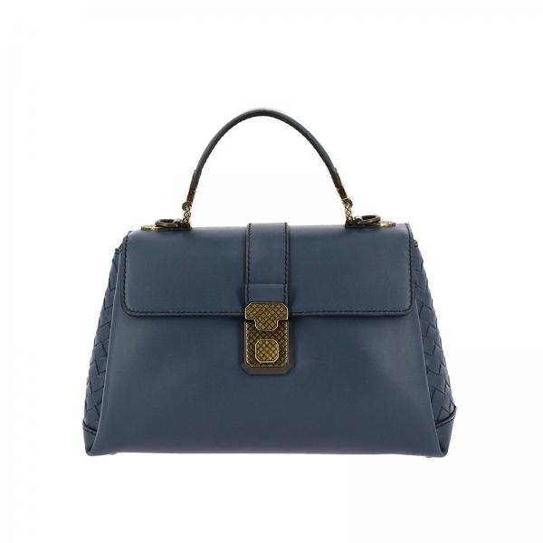 Borsa Piazza small in vera pelle con motivo intrecciato e tracolla removibile