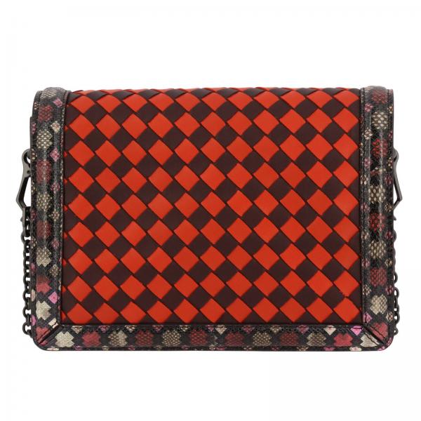 Borsa Montebello small con motivo intrecciato bicolor e bordi stampa serpente