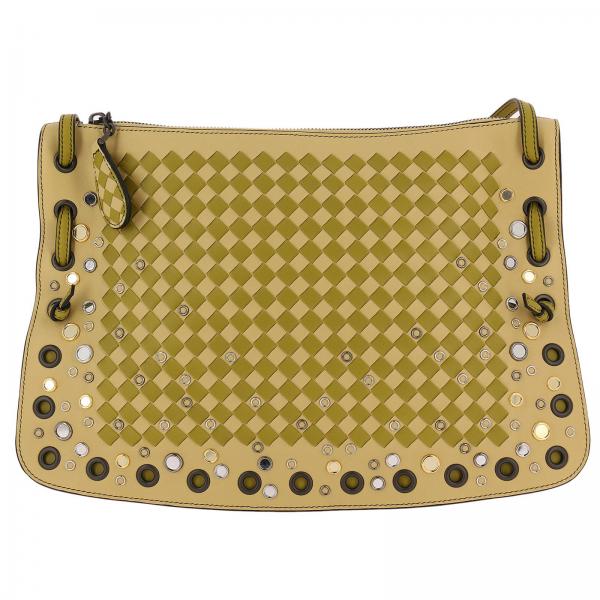 Borsa Palio a tracolla in pelle intrecciata con occhielli metallici
