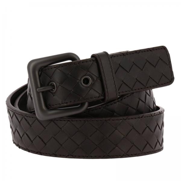 Bottega Veneta uomo: Cintura 3,5 cm in pelle con classico motivo intrecciato e fibbia grande