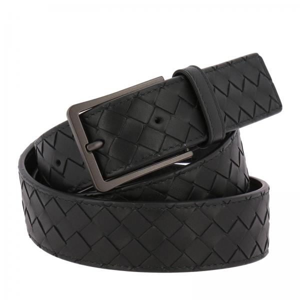 Cintura 3,5 cm in pelle con classico motivo intrecciato e fibbia sottile